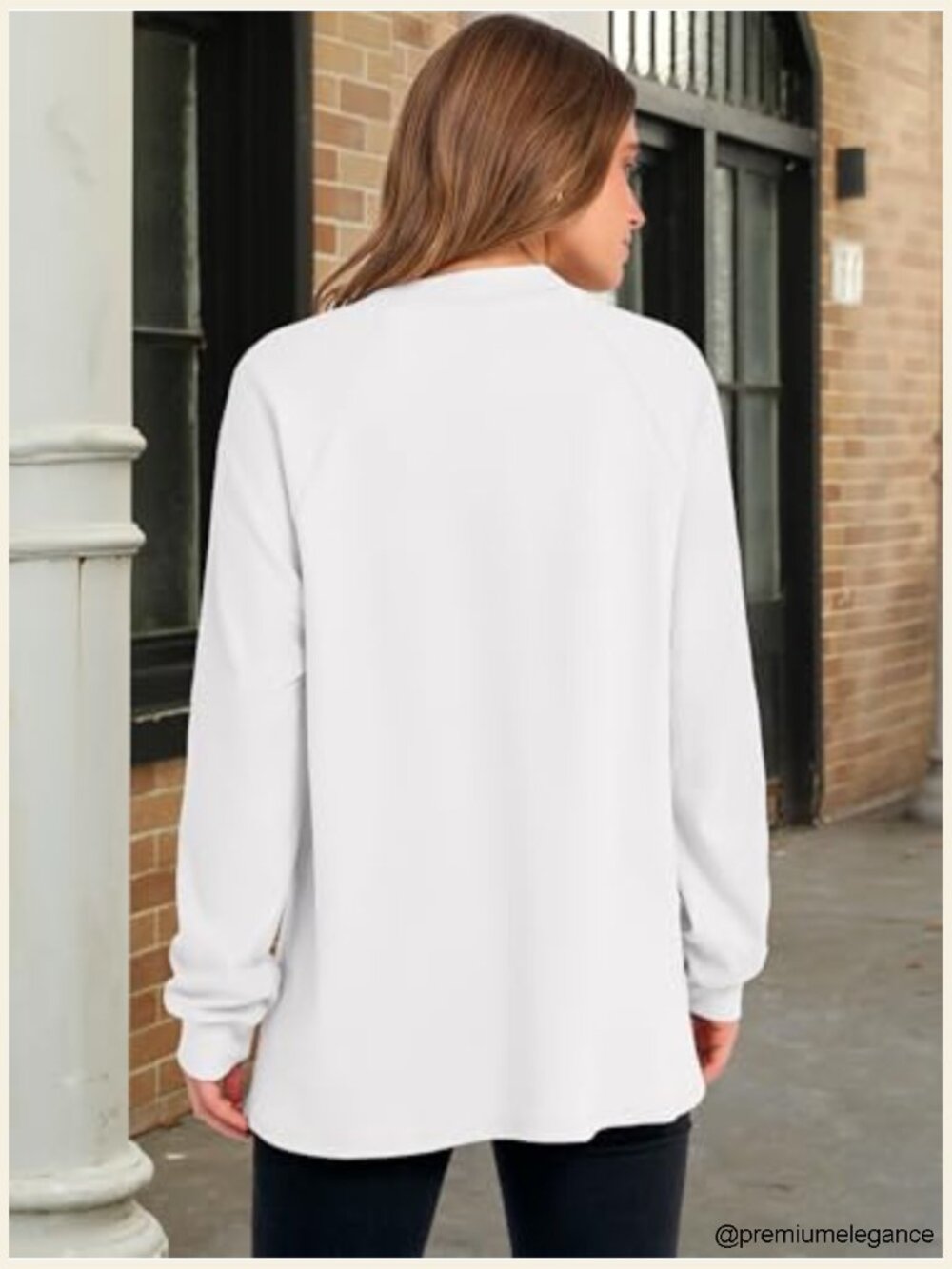 Long Sleeve Henley Oversized Sweatshirt Button Slit Hem Tunic Top Loose Fit - Picture 4 of 6